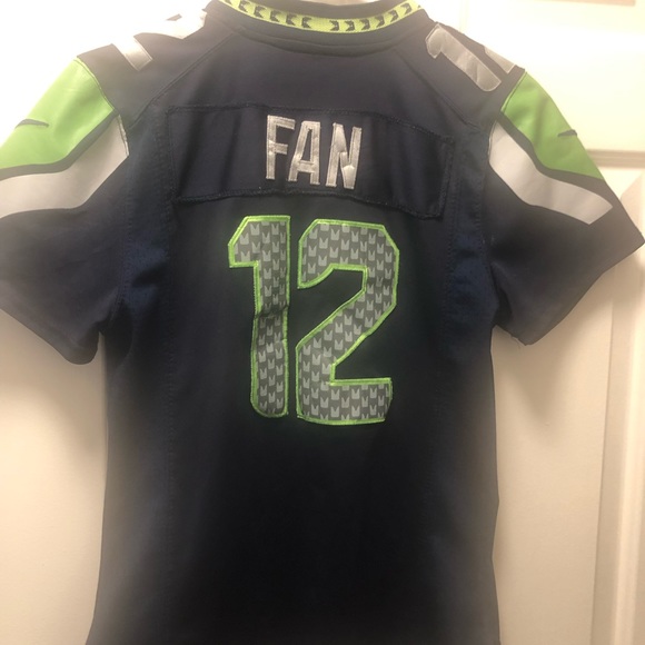 Nike On Field NFL Authentic Seattle Seahawks #12 Fan  Blue Lime Jersey Sz SM - Picture 2 of 11